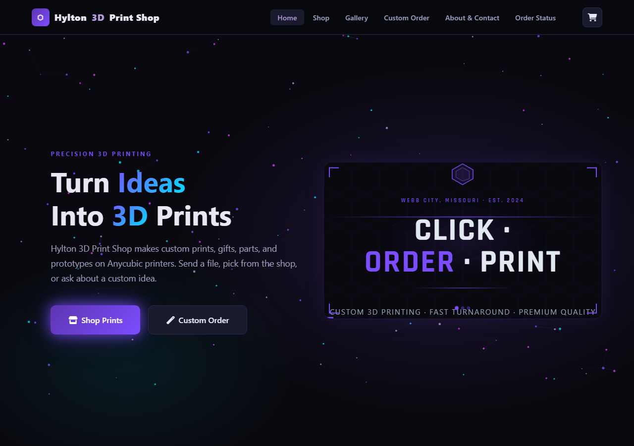 Hylton 3D Print Shop project screenshot